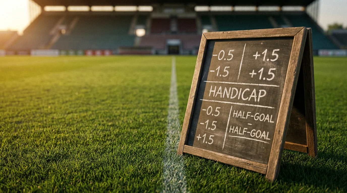 Voetbalveld met tactisch bord waarop Asian handicap lijnen worden uitgelegd voor EK wedden