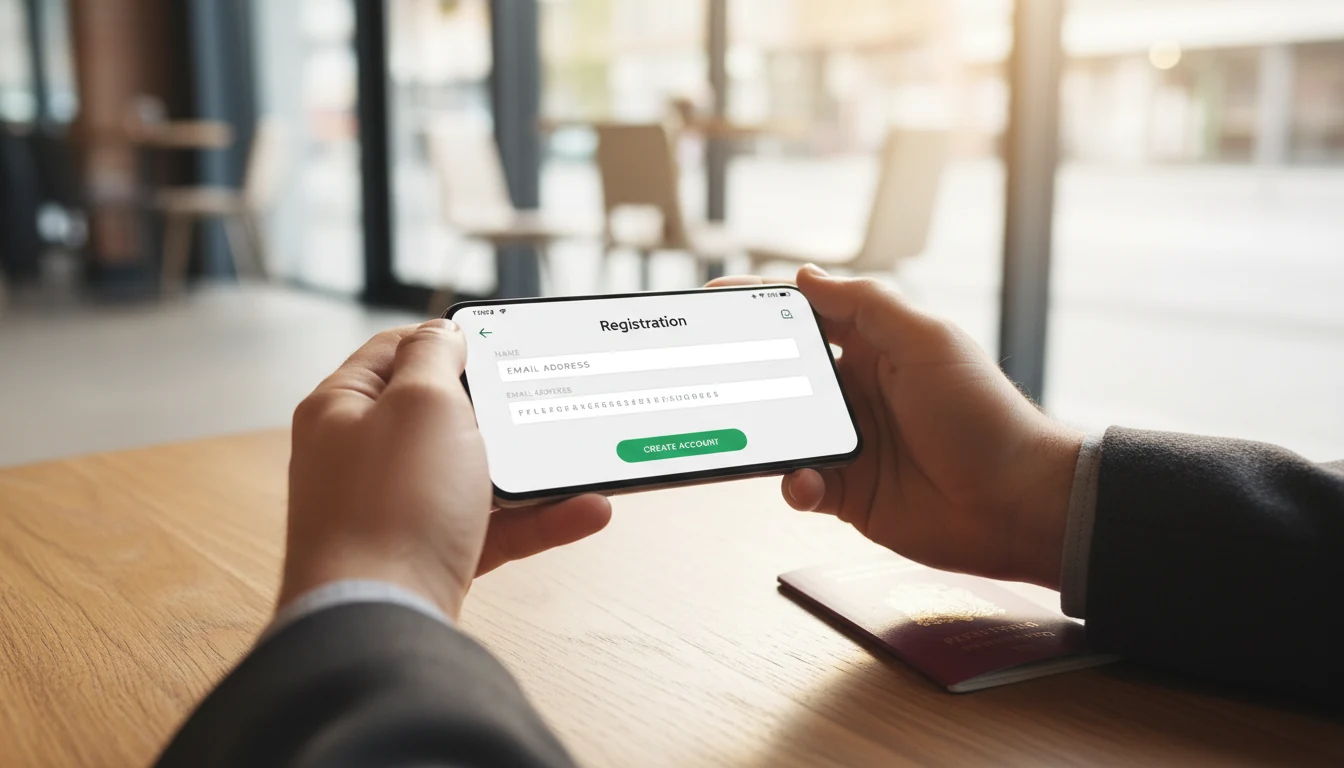 Handen typen op smartphone bij het aanmaken van bookmaker account