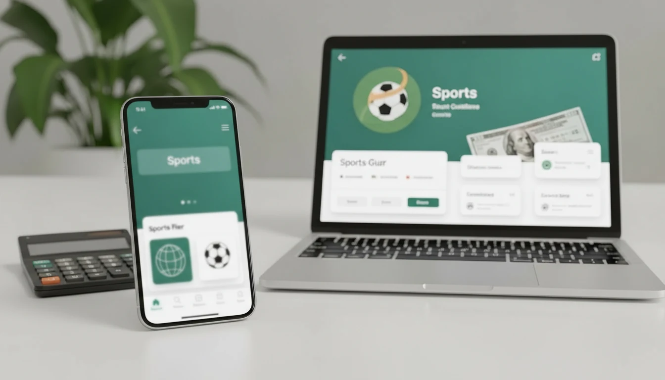 Smartphone met sportweddenschappen app naast laptop