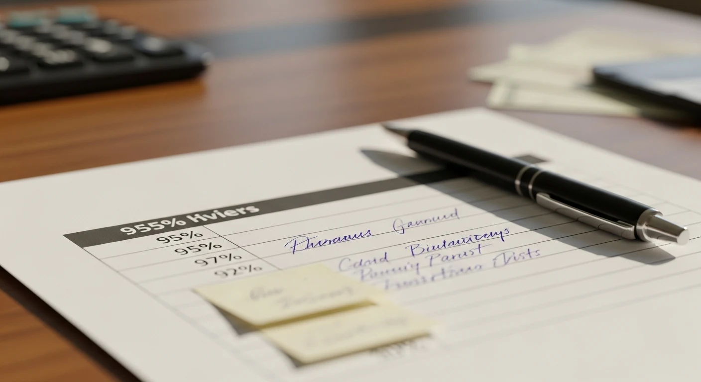 Document met percentages en notities over uitbetalingen