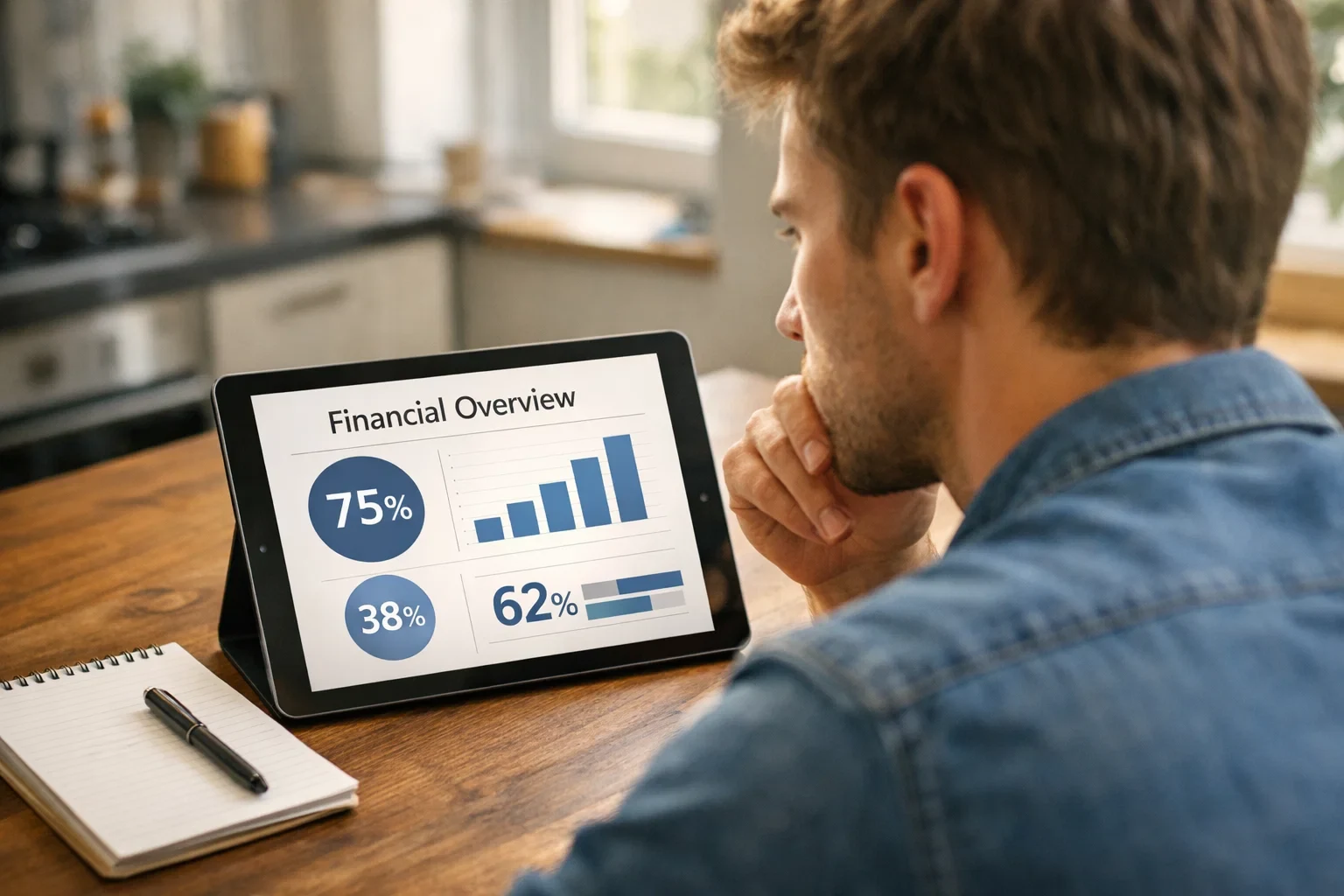 Man bestudeert verschillende bonusaanbiedingen op tablet