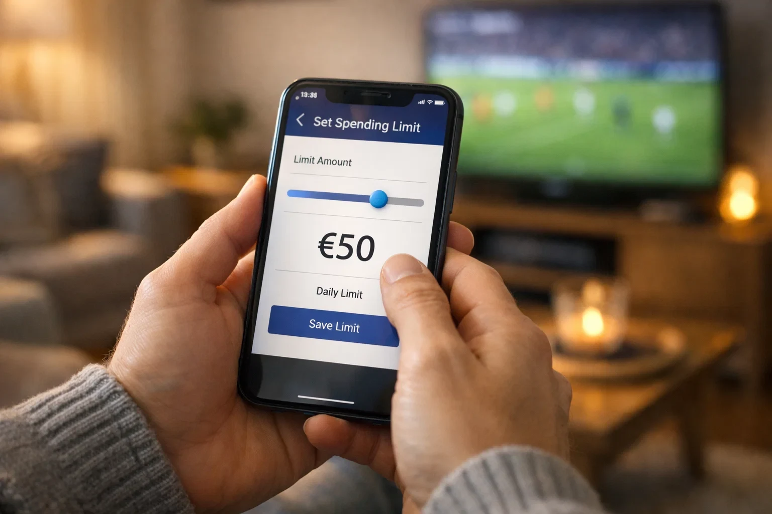 Persoon stelt budget in op smartphone app voor gokken